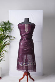 Rich Hues Wine Soft Cotton Jamdani Unstitched Suit Set
